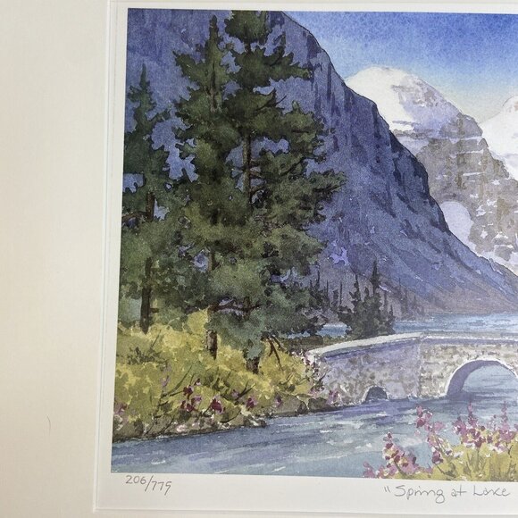 Art Print Spring at Lake Louise Marilyn Kinsella Signed 206/779 10 x 15 - Picture 6 of 8